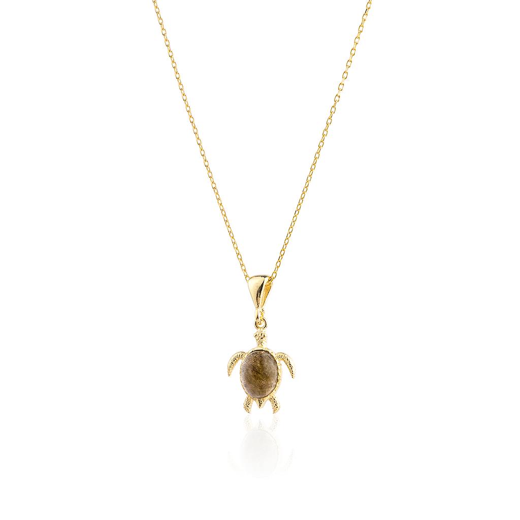 Doğal Taşlı Kaplumbağa Kolye