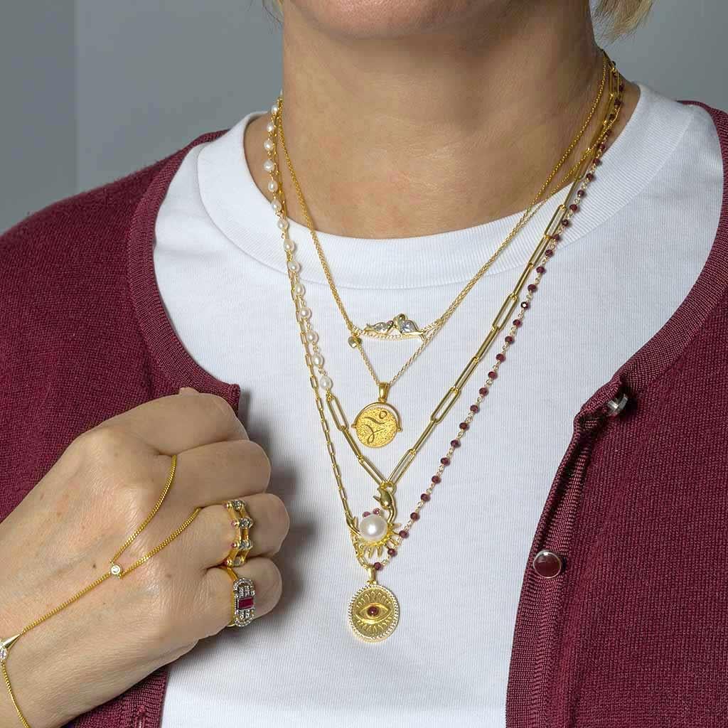 İnci Taşlı Ataç Yengeç Kolye