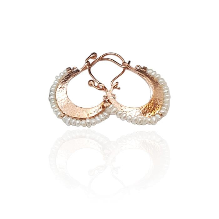 İnci Taşlı Rose Küpe