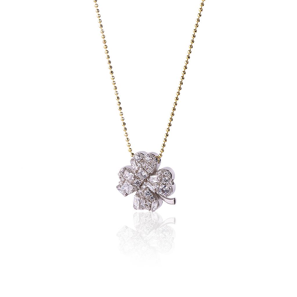 Kırık Baget Gold Yonca Kolye