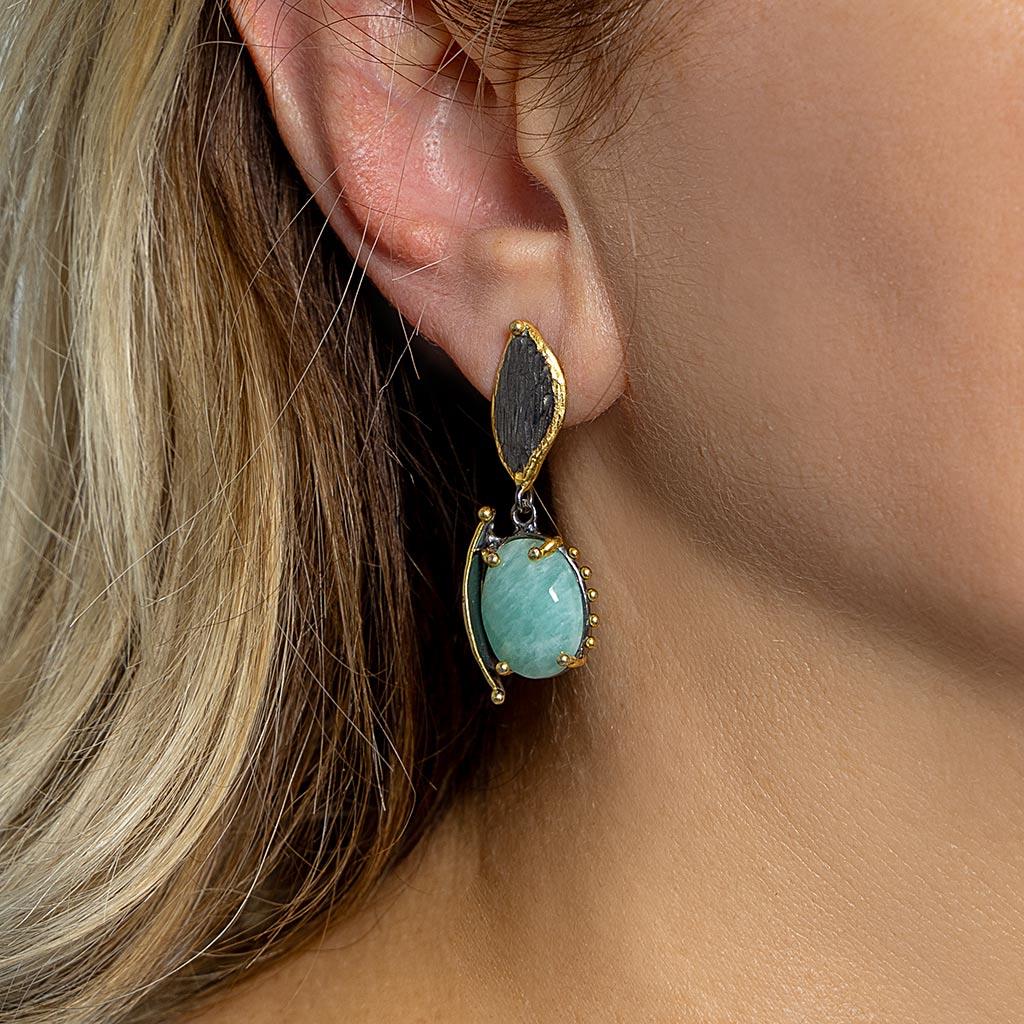 Lara Larimar Taşlı Küpe