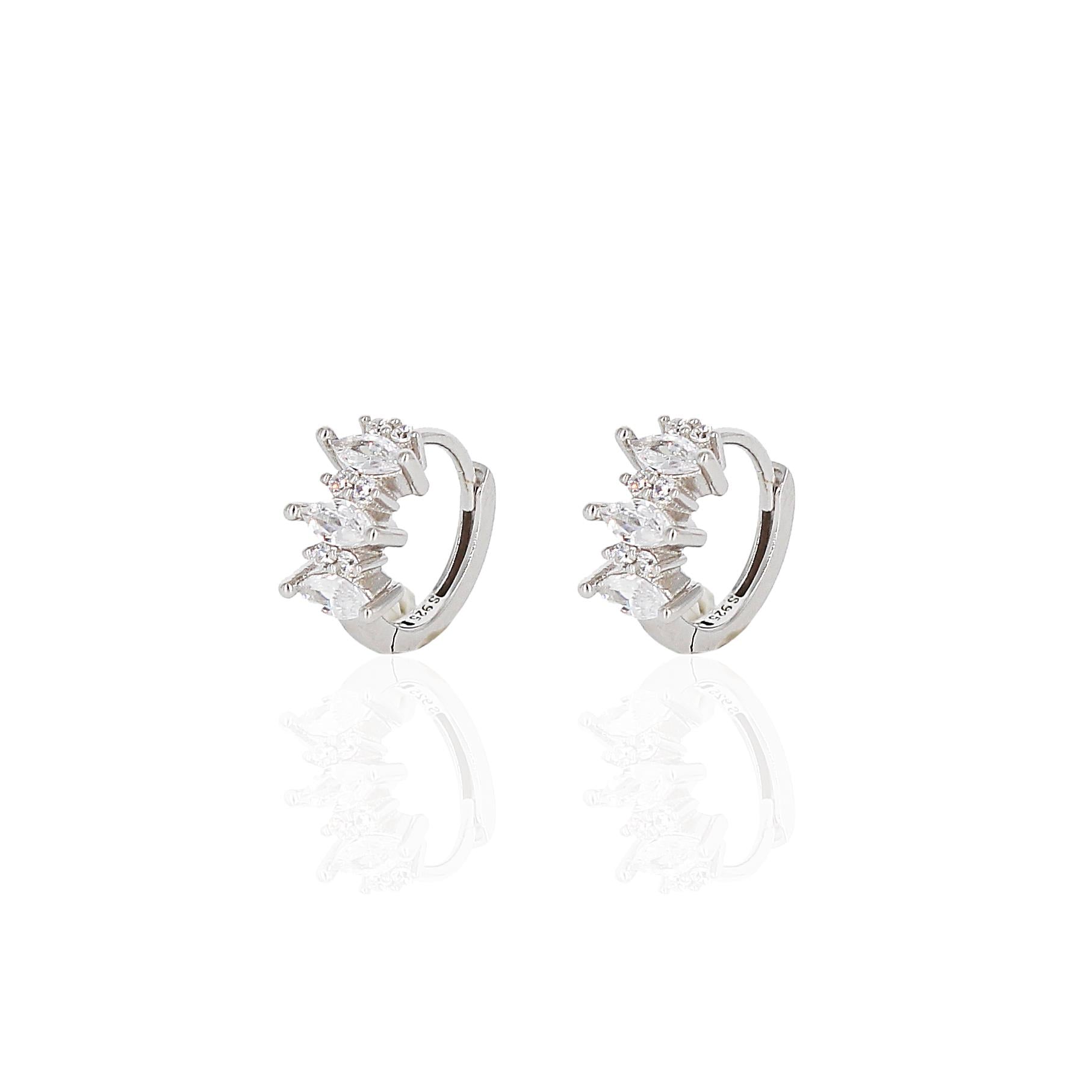 Mini Oval Taşlı Halka Küpe