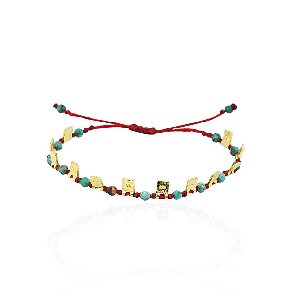 Mini Plaka Gümüş  İp Bileklik