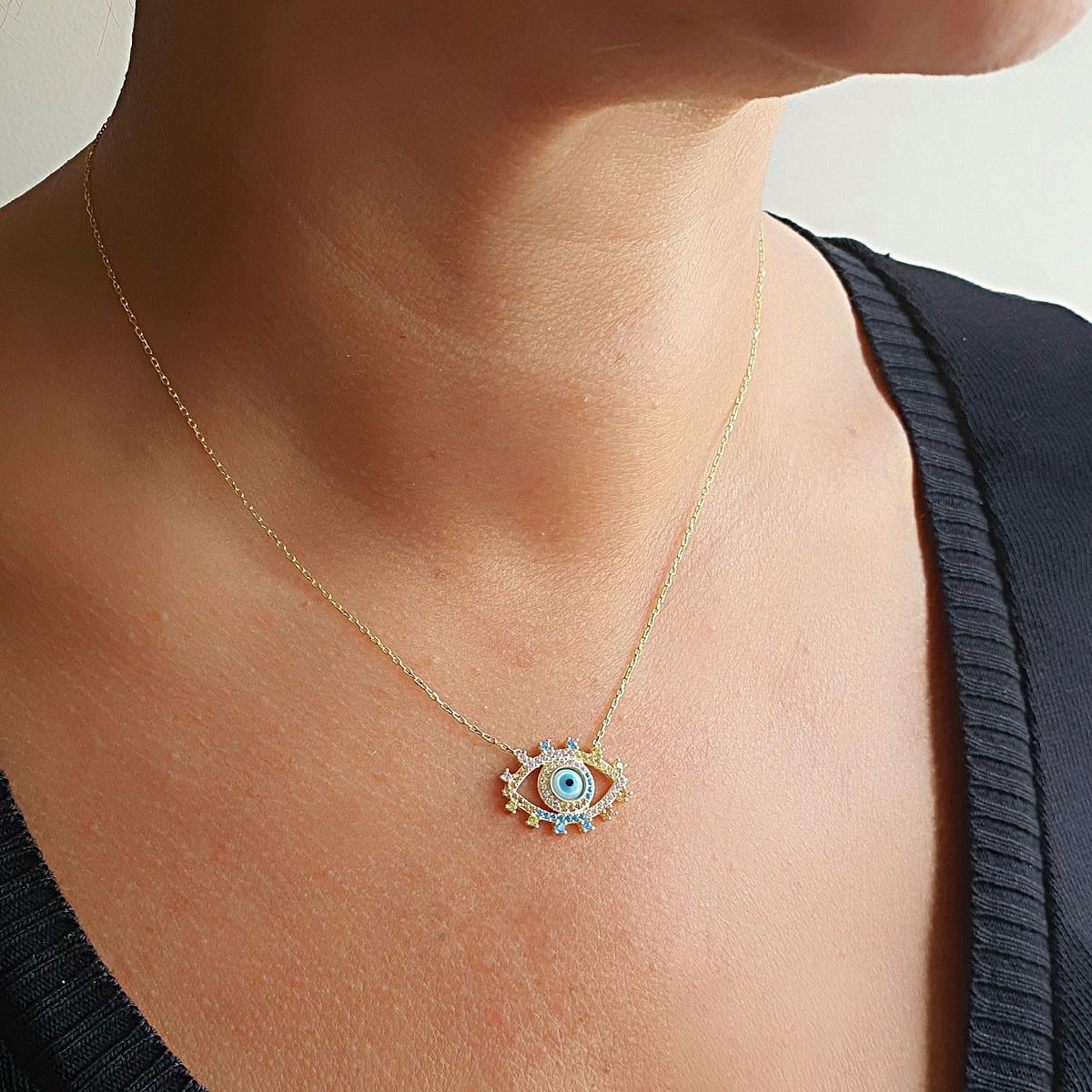 Mini Taşlı Göz Kolye