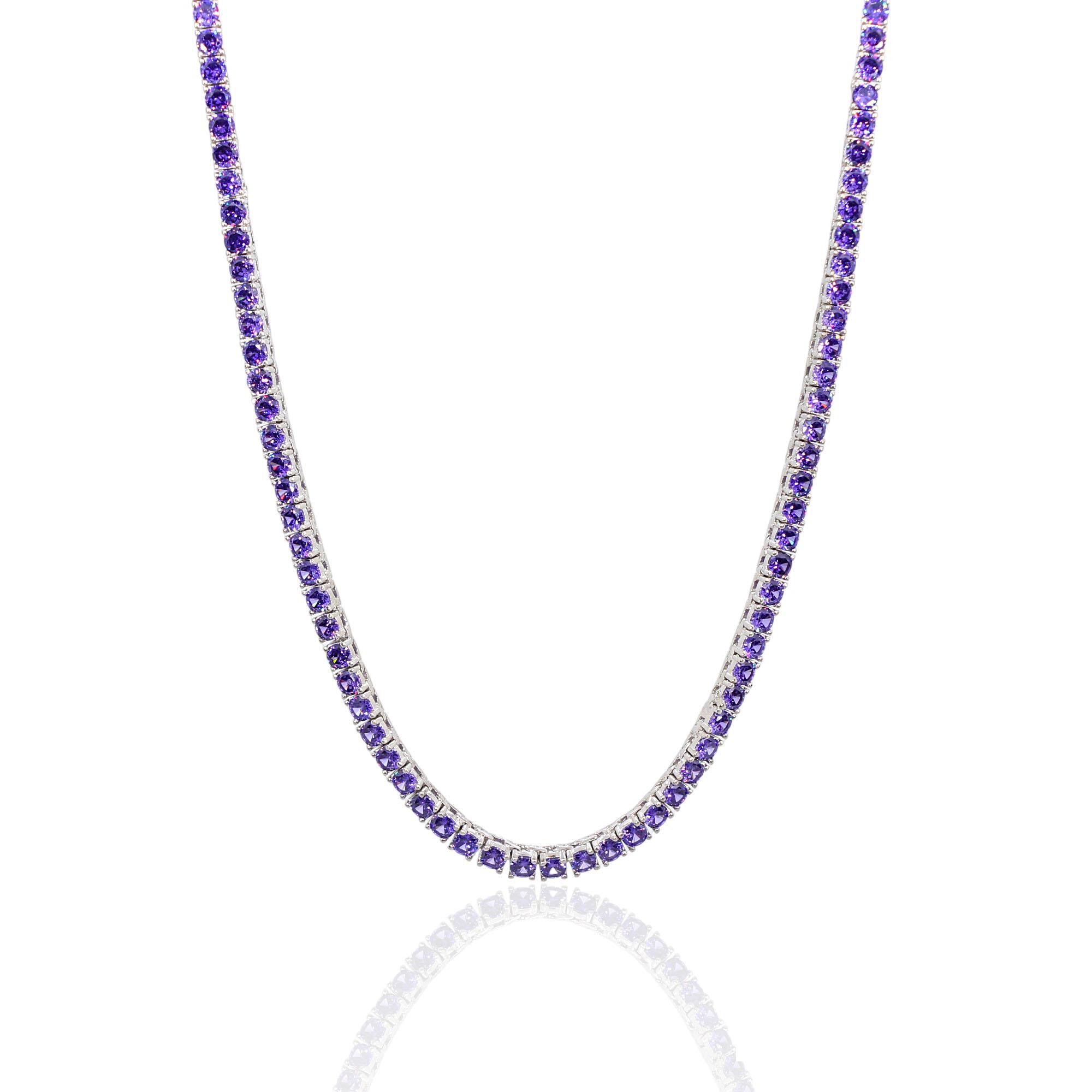 Mor Taşlı 3 mm Su Yolu Kolye