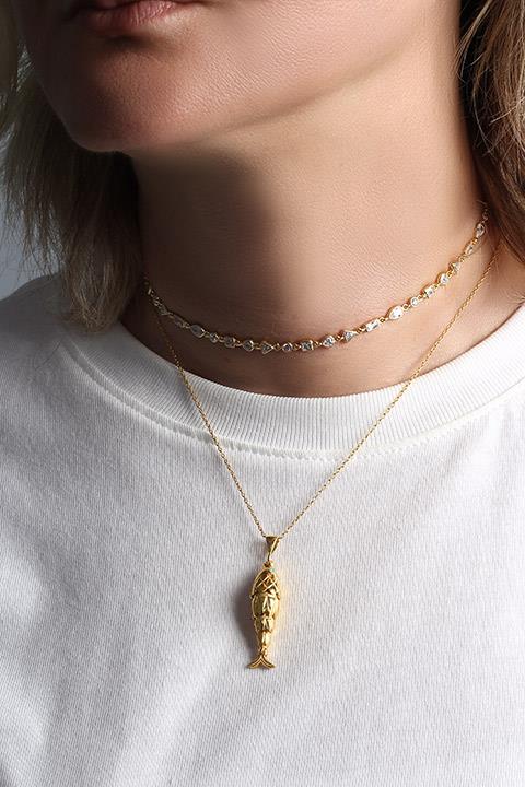 Oynar Şişman Balık Kolye Gold