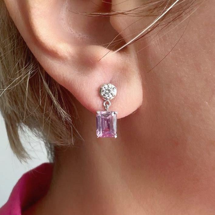 Pembe Baget Taşlı Küpe