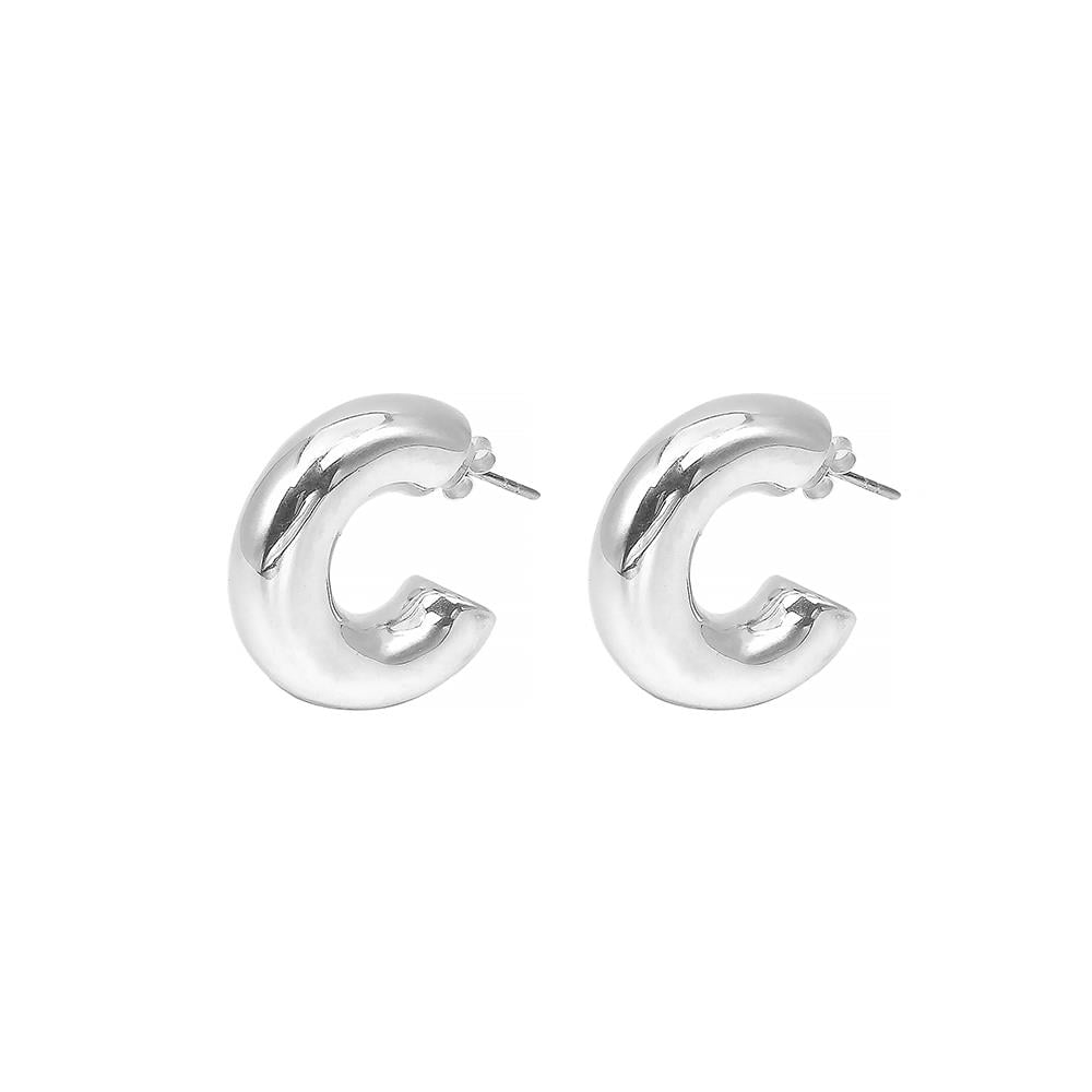 Puff Kalın C Küpe Beyaz