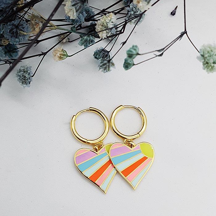 Rainbow serisi Kalp Küpe