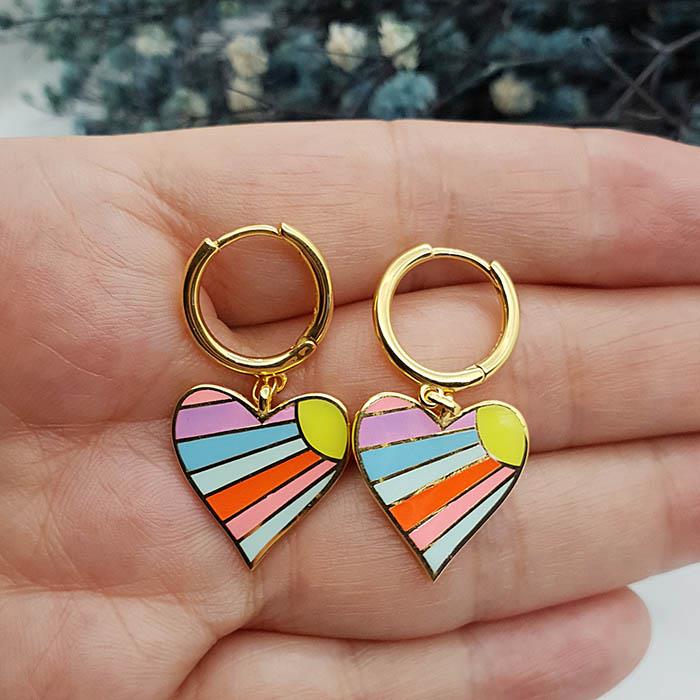 Rainbow serisi Kalp Küpe