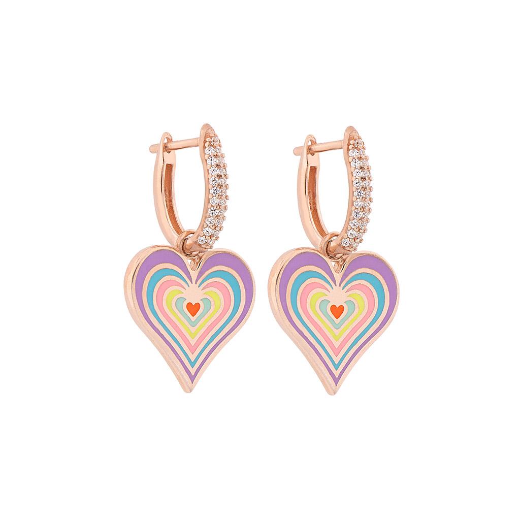 Rainbow Serisi Taşlı Kalp Küpe