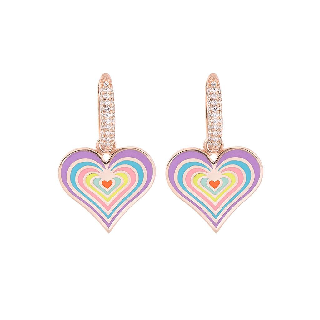 Rainbow Serisi Taşlı Kalp Küpe