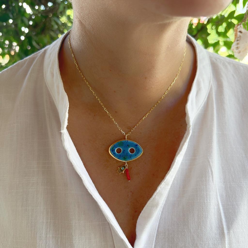 Seramik Süryani Nazar Boncuğu Kolye