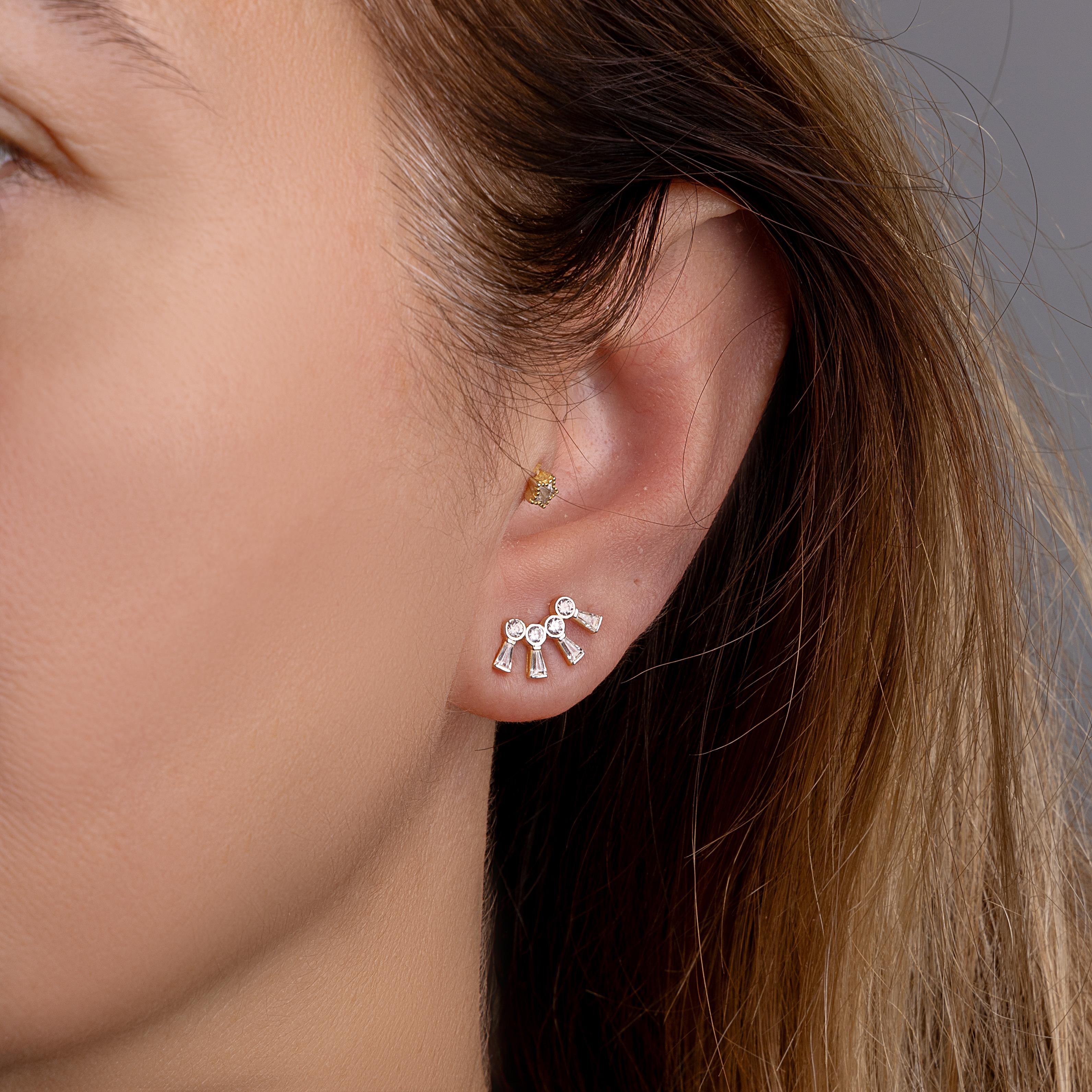 Sıralı Mini Dört Taş Küpe