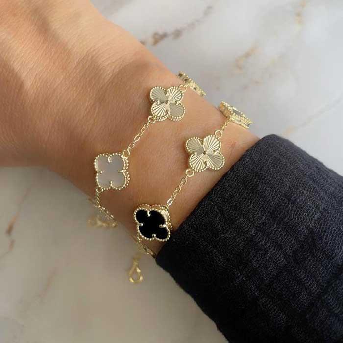 Siyah Mix Yonca Bileklik