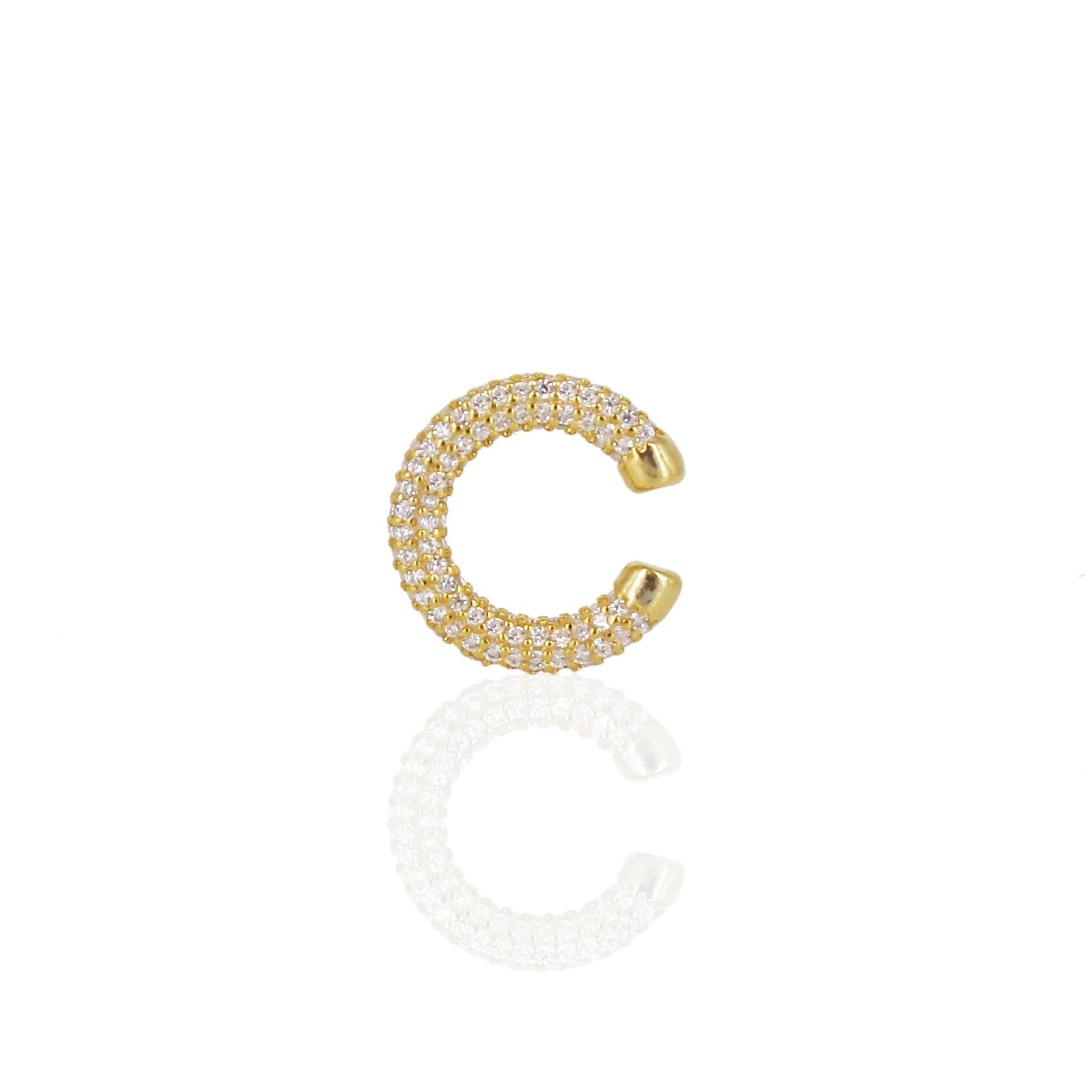 Taşlı Cuff Küpe Gold