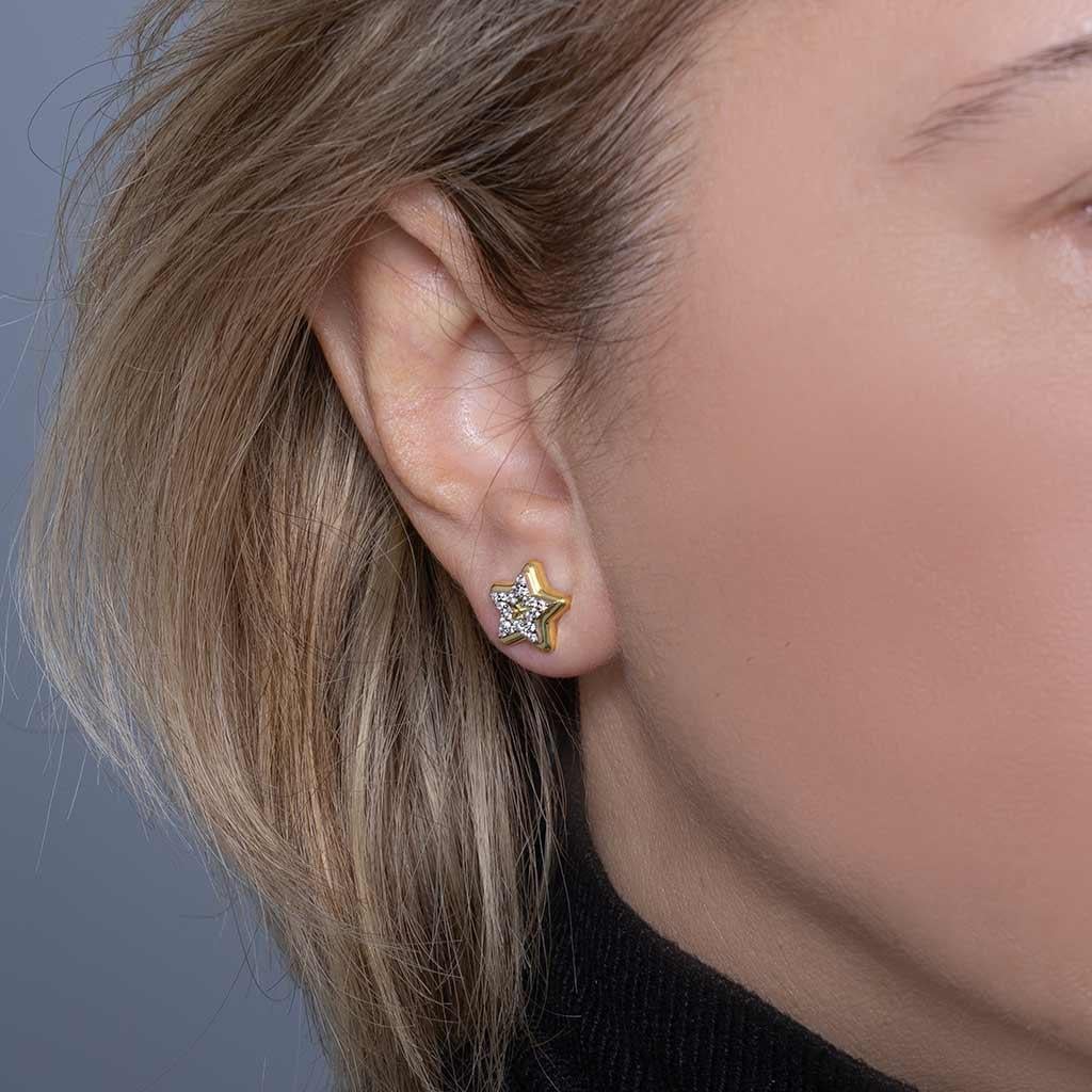 Taşlı Yıldız Küpe