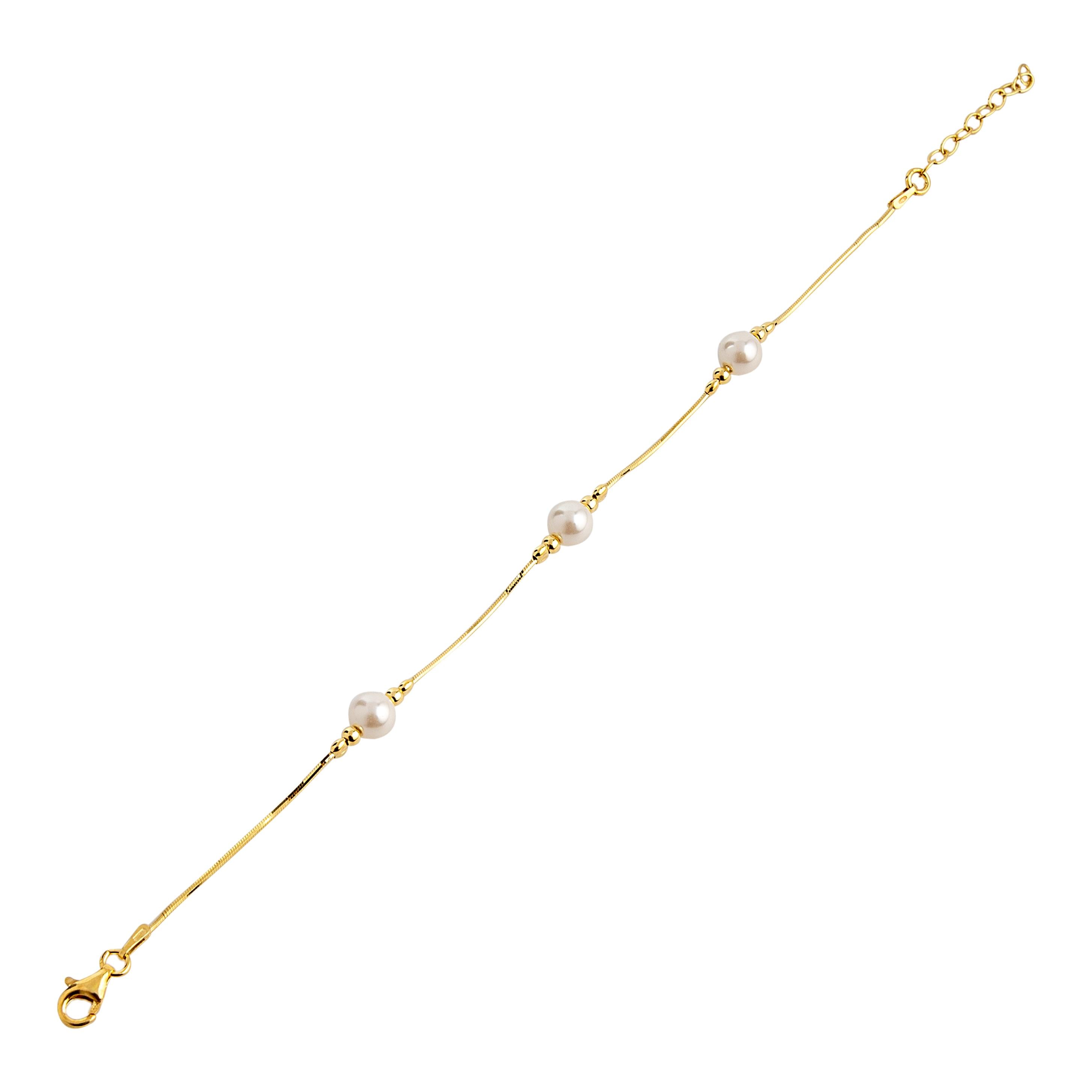 Üçlü İnci Bileklik Gold