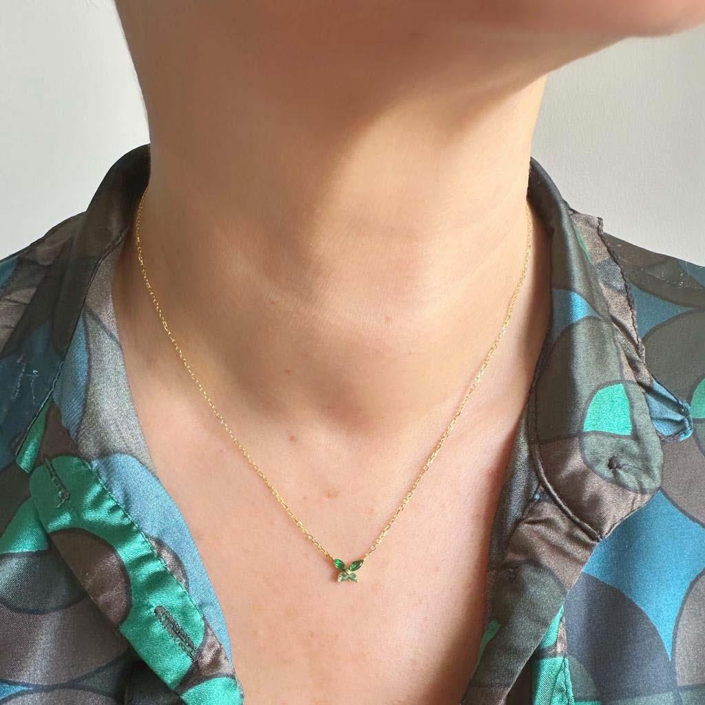 Yeşil Markiz Taşlı Mini Kolye