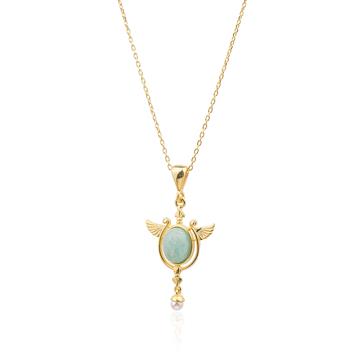 Amazonit ve İnci Taşlı Kolye