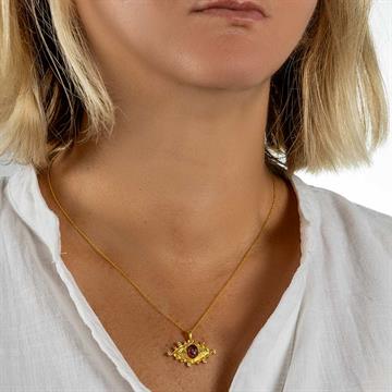 Ametist Taşlı Göz Kolye