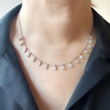 Beyaz Damla Taşlı Kolye