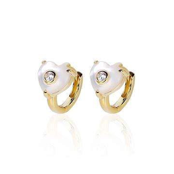 Beyaz Kalp Mini Halka Küpe