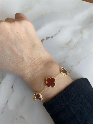 Bordo Yonca Bileklik