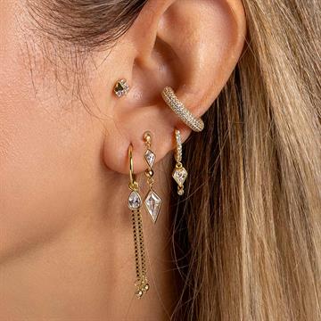 Çift Baklava Taşlı Tragus Küpe (Tekli)