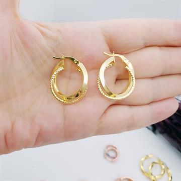 Çift Burgu Halka Küpe