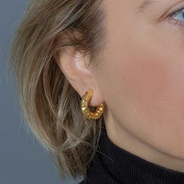 Dokulu Halka Küpe Gold