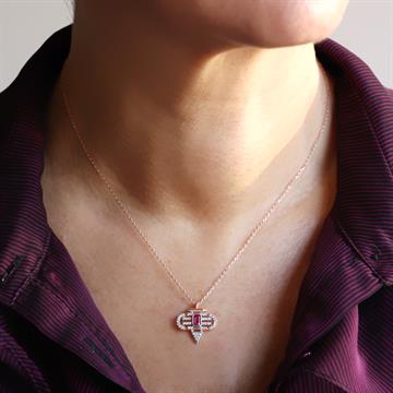 Fuşya Baget Taşlı Kolye