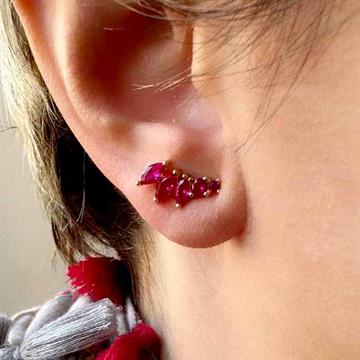 Fuşya Markiz Taşlı Mini Küpe