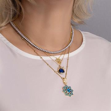 Göz Boncuklu Rüzgar Gülü Kolye Gold