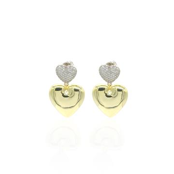 İkili Dolgu Kalp Küpe