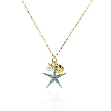 İncili Deniz Yıldızı Kolye