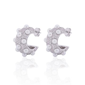 İncili Yarım Halka Küpe