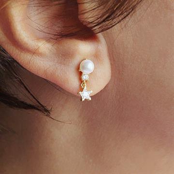 İncili Yıldız Küpe