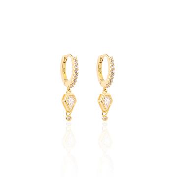 İri Baklava Taşlı Halka Küpe