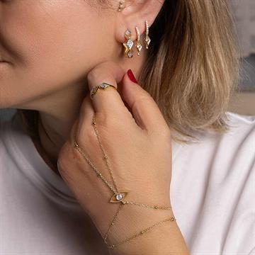 İri Baklava Taşlı Halka Küpe