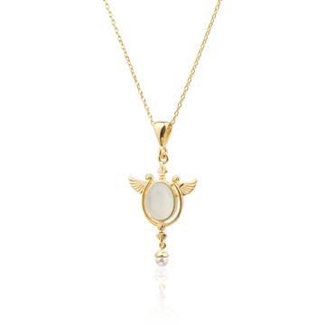 Kalsedon ve İnci Taşlı Kolye