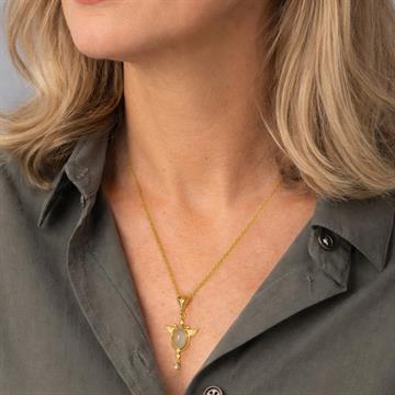 Kalsedon ve İnci Taşlı Kolye