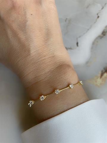 Kare Taşlı Bileklik Gold