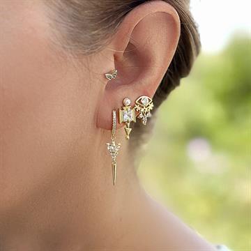 Kare Taşlı İncili Küpe