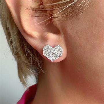 Kırık Taşlı Kalp Küpe (Tekli)