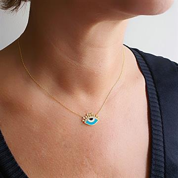 Kirpikli Turkuaz Göz Kolye