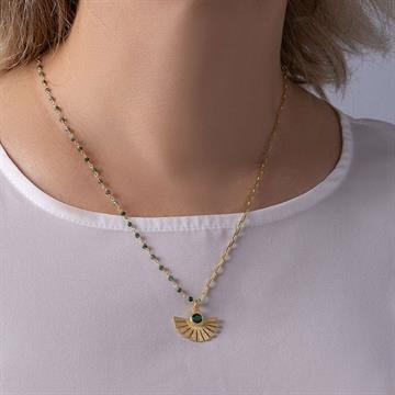 Kök Zümrüt Taşlı Ataç Kolye