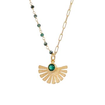 Kök Zümrüt Taşlı Ataç Kolye