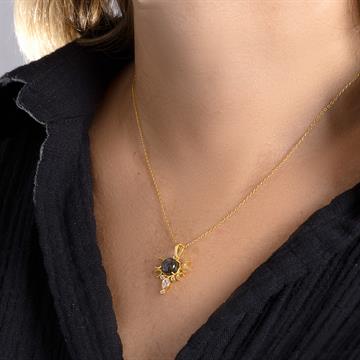 Labradorit Taşı Küçük Ay Kolye