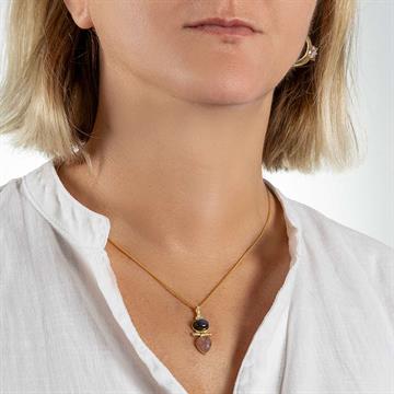 Labradorit ve Çilek Quartz Kolye